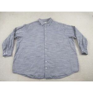 True Nation Shirt Mens 4XLT Gray Button Down Long Sleeve Big & Tall Cotton‎ Slub
